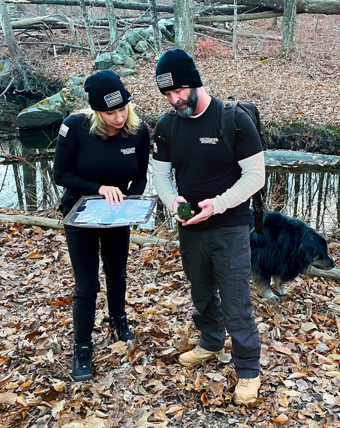 2 people wearing black beanie hat