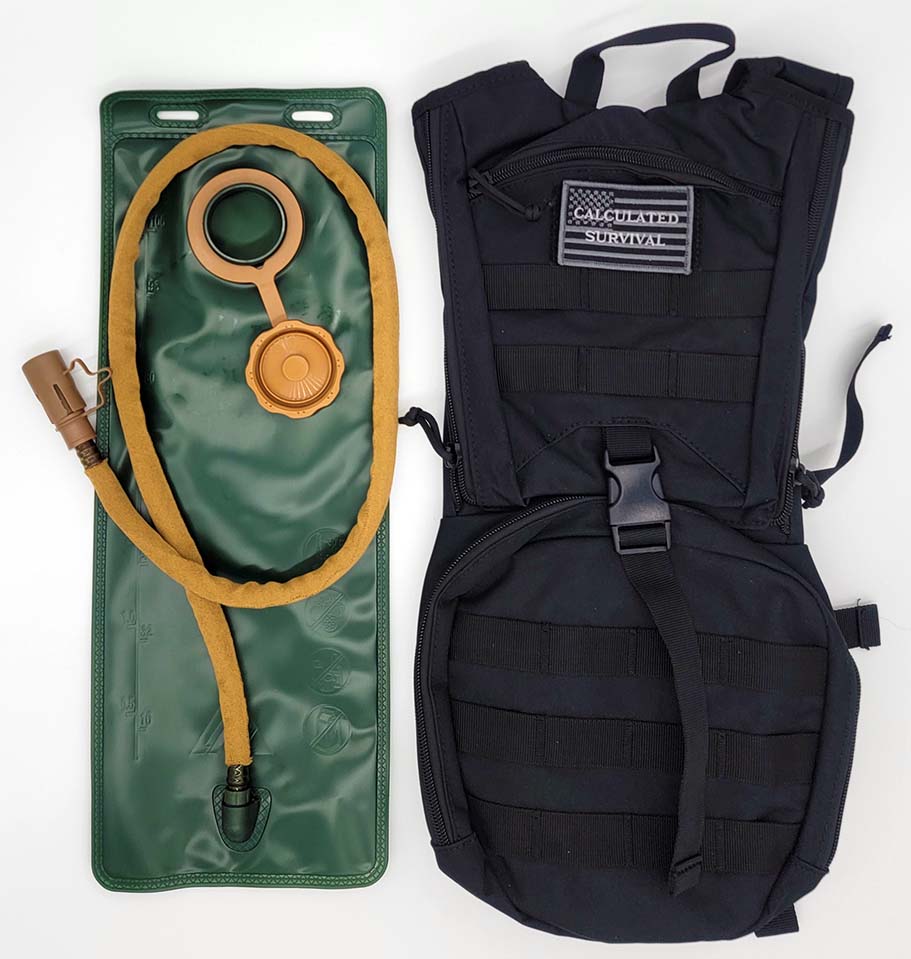 Black Hydration Day Pack also showing bladder