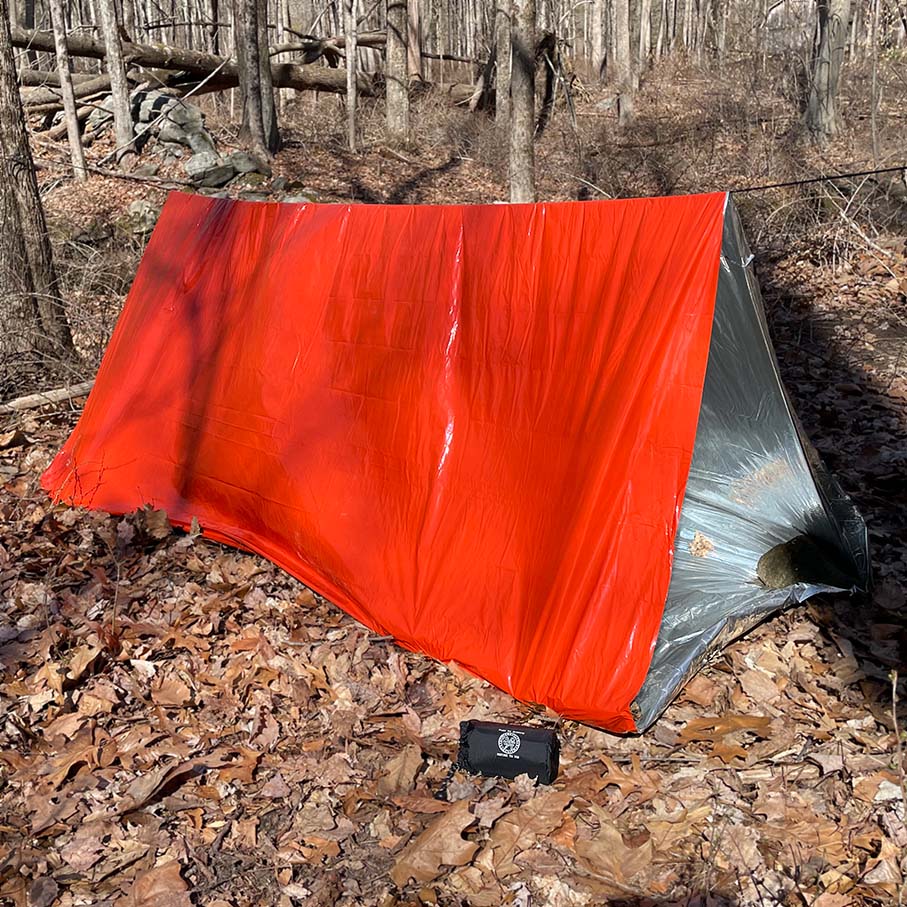 Mylar Emergency Tube Tent setup
