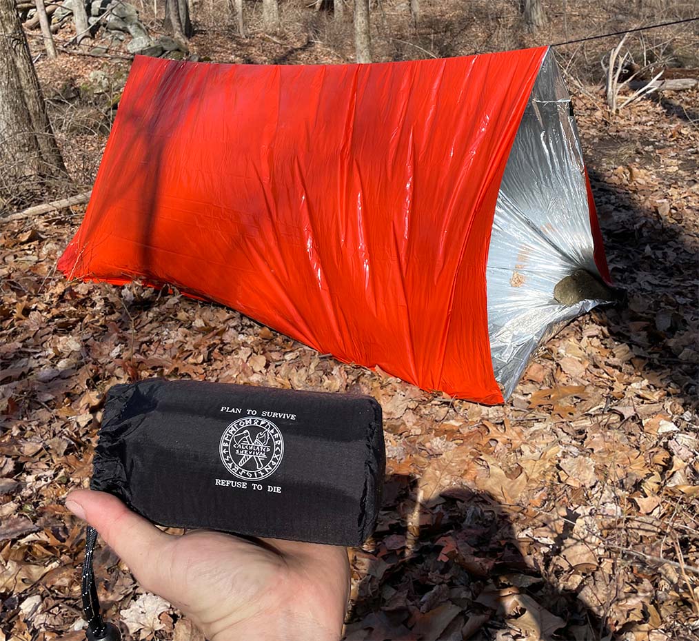 Mylar Emergency Tube Tent setup