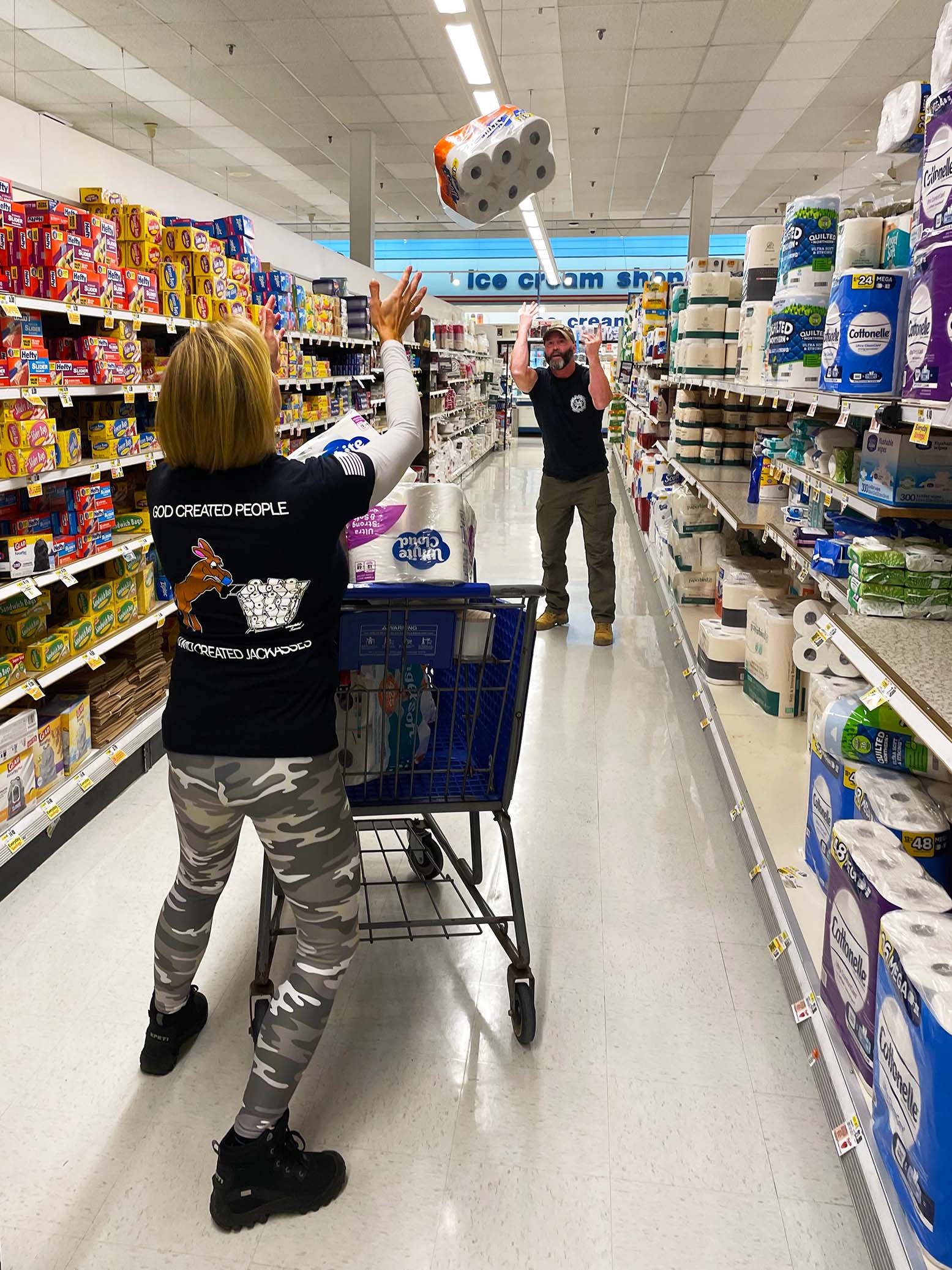 person wearing Women's COVID Jackass Shirt