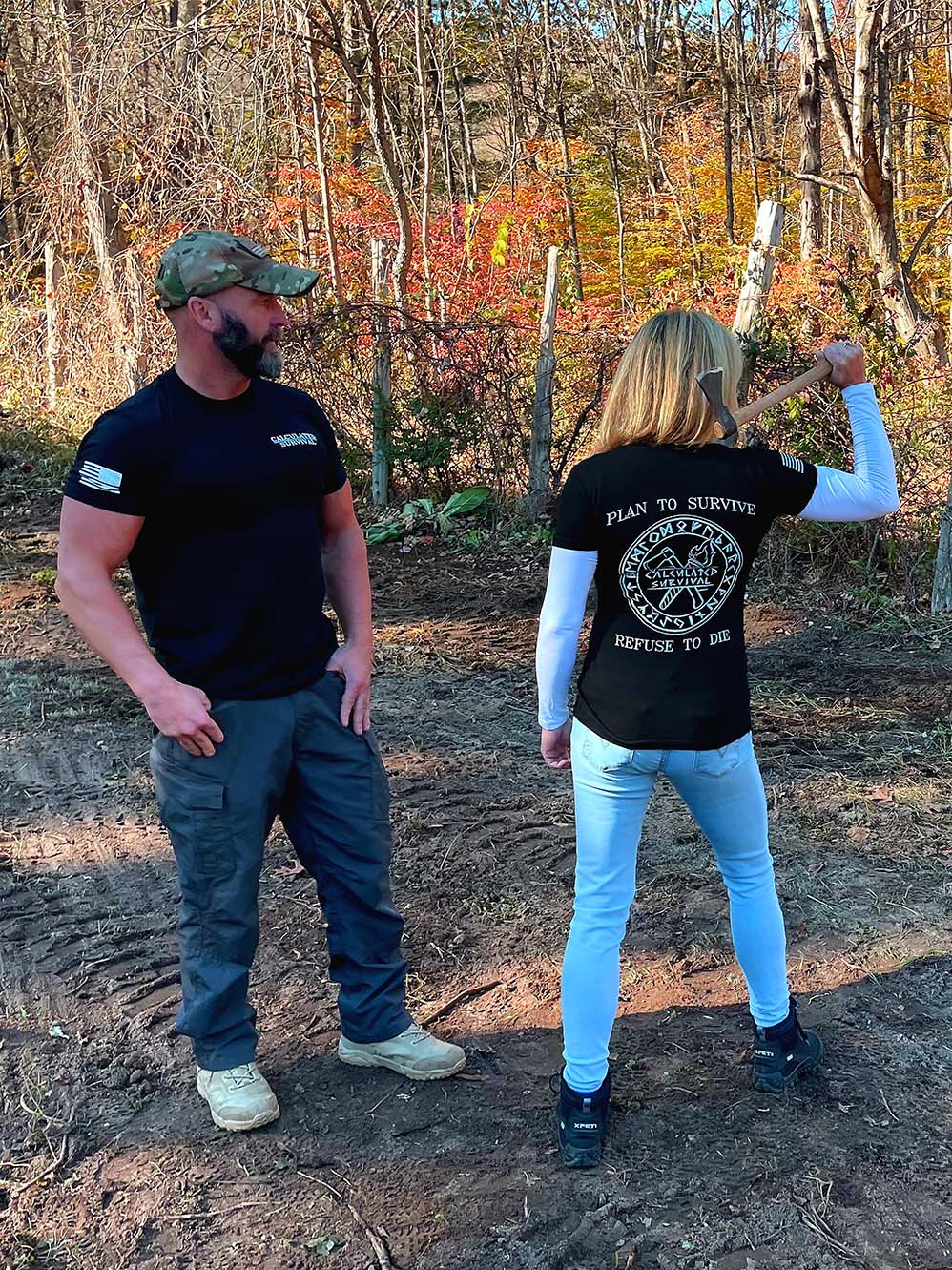 Person wearing Women's Calculated Survival Shirt