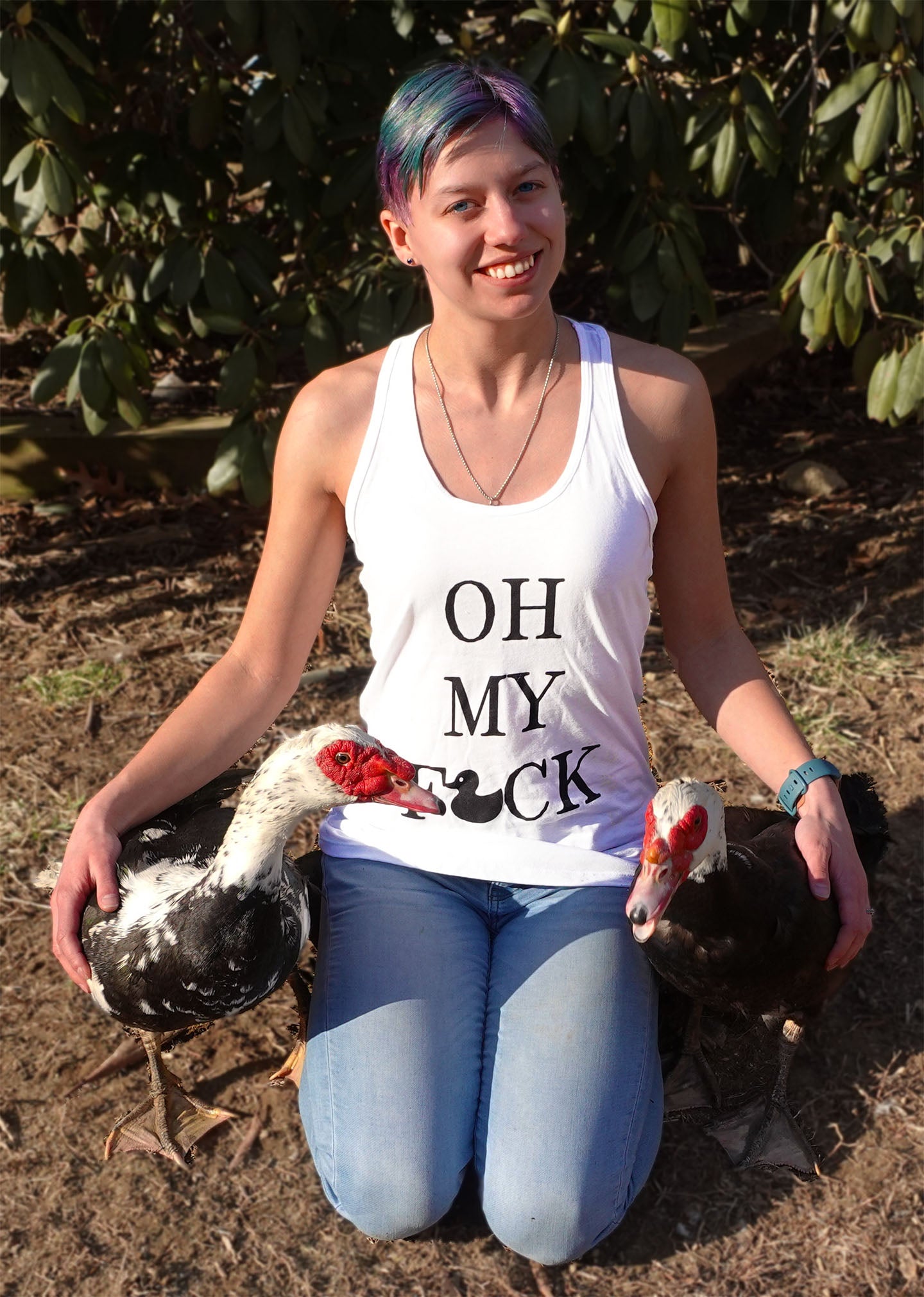Person wearing Women's OMF Tank Top